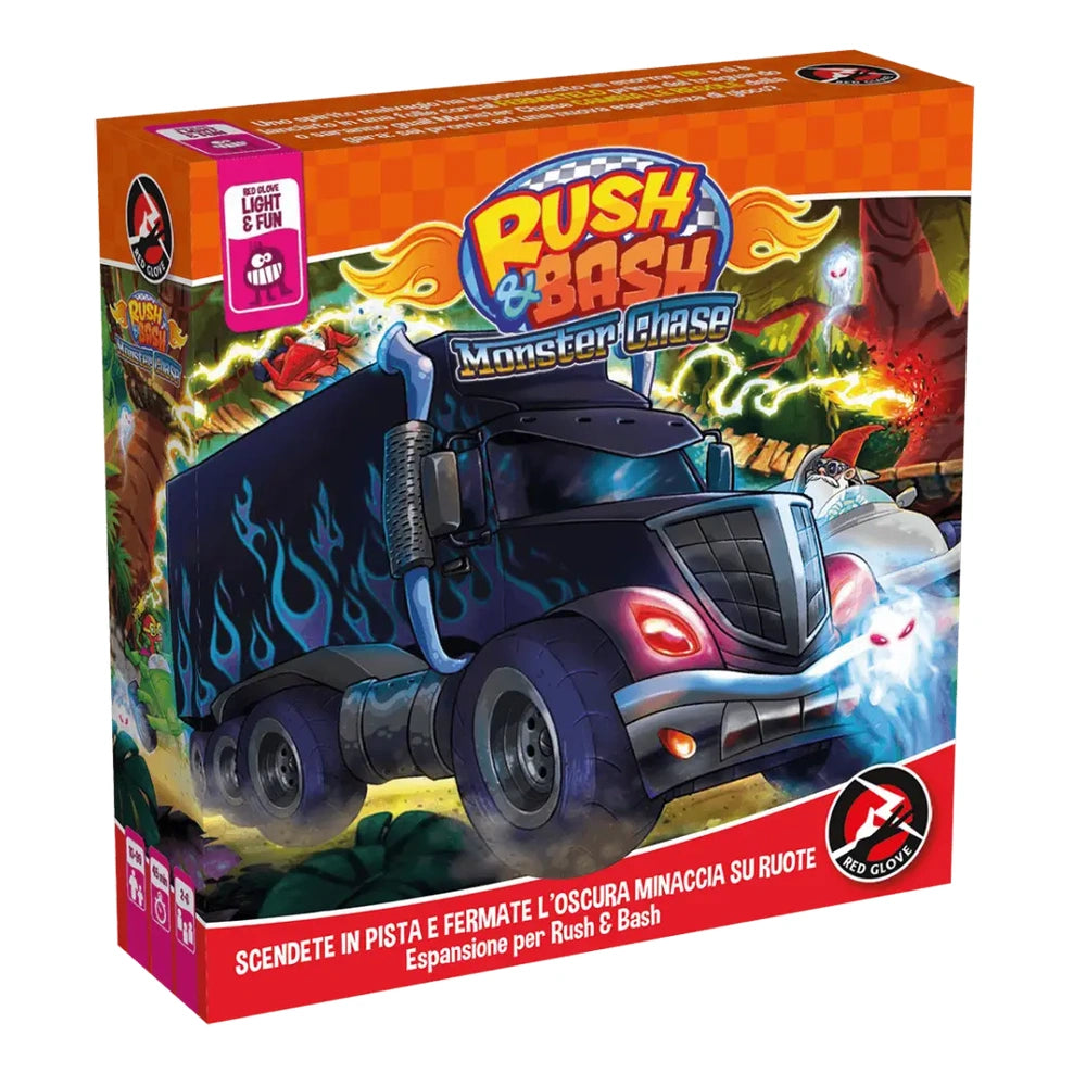 Red Glove - Rush & Bash: Monster Chase Board Game Expansion Ages 7+ - Action-Packed Cooperative Boss Expansion for 1-6 Players with 4 Track Sections and 60 Cards - RG20461 - Italian Edition