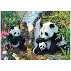 SCHMIDT SPIELE - Famille Panda au Bord de la Cascade 500 Pcs Puzzles pour Adultes - Puzzles