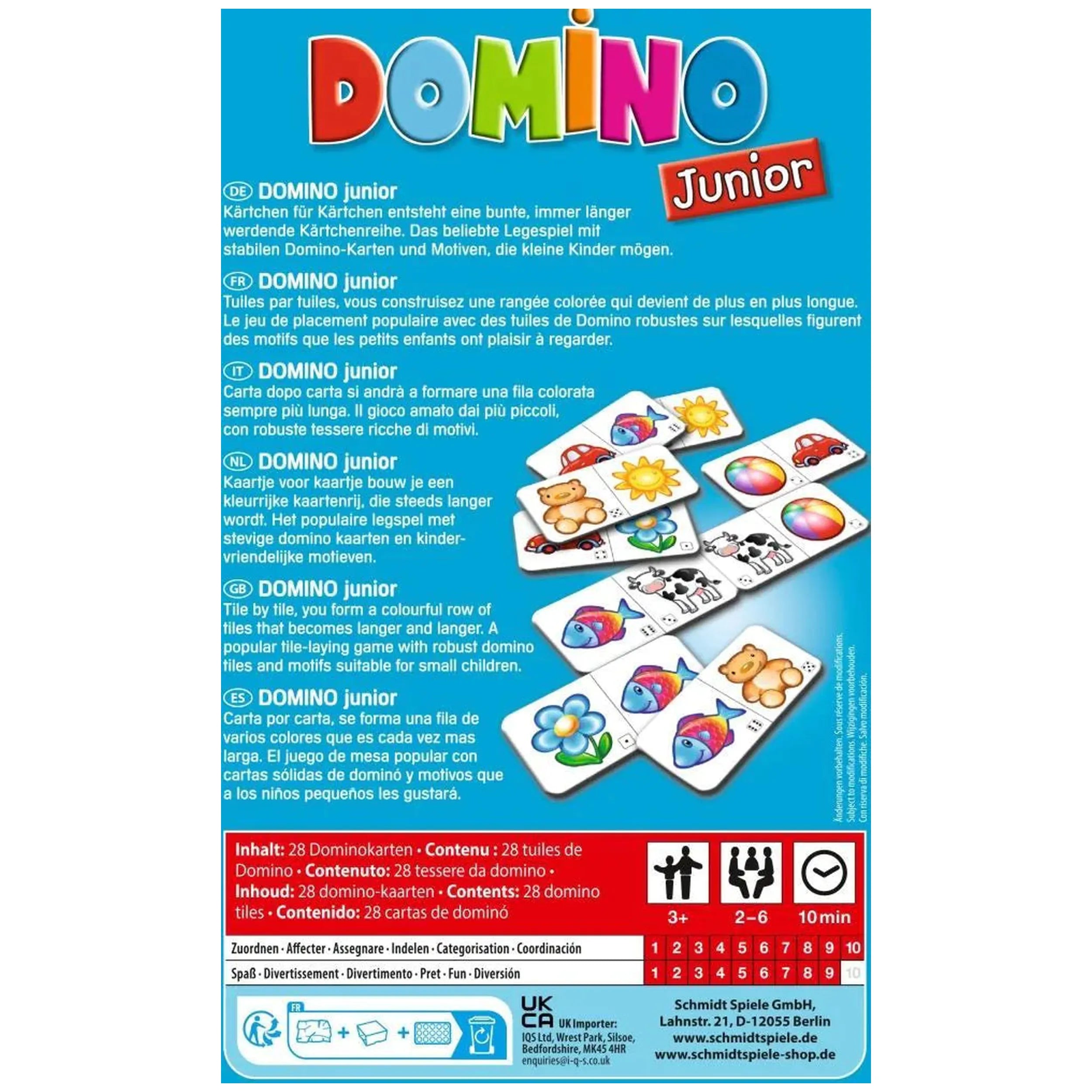 Schmidt Spiele - Domino Junior - Jeux de société pour enfants