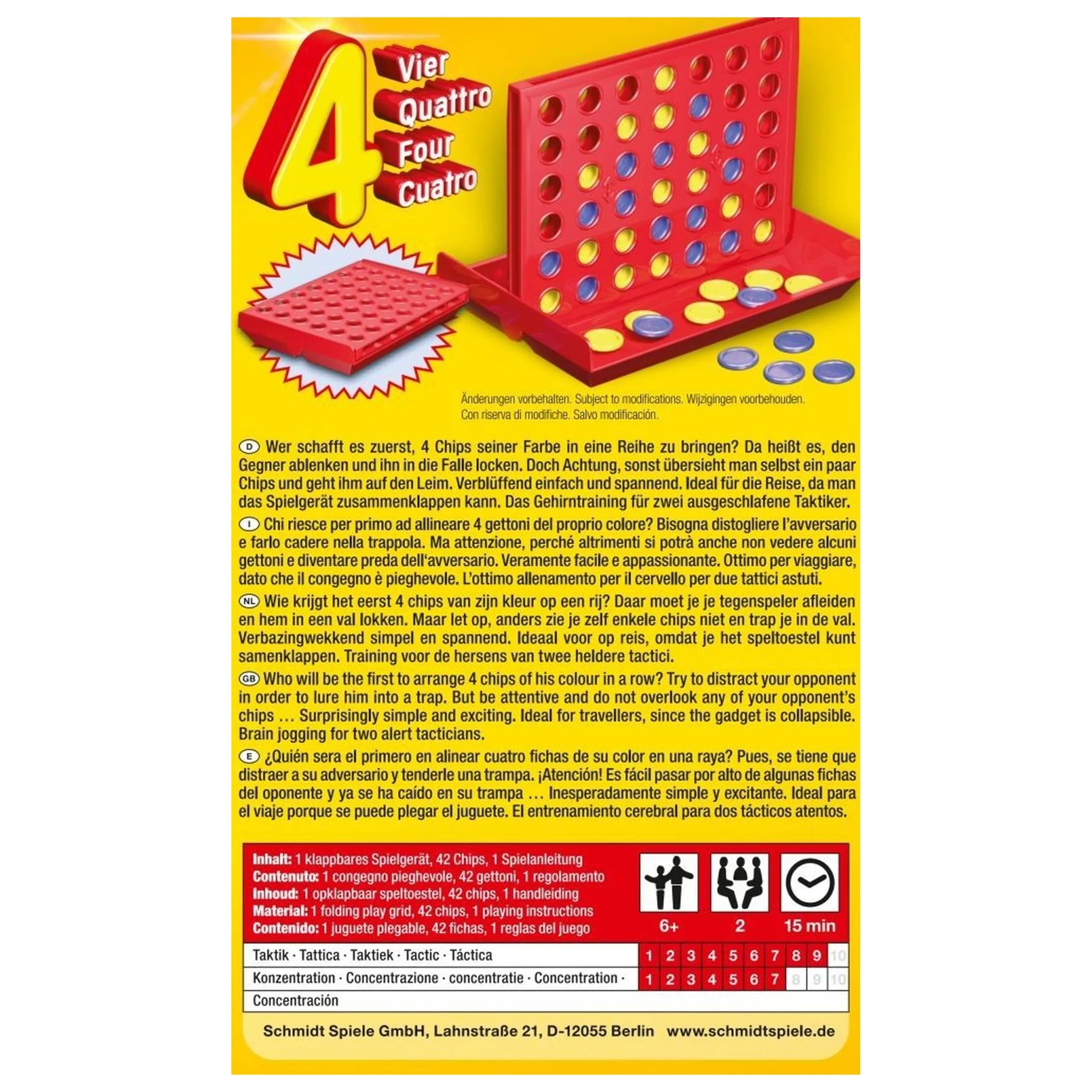 Schmidt Spiele - Four - Children's Travel Board Games