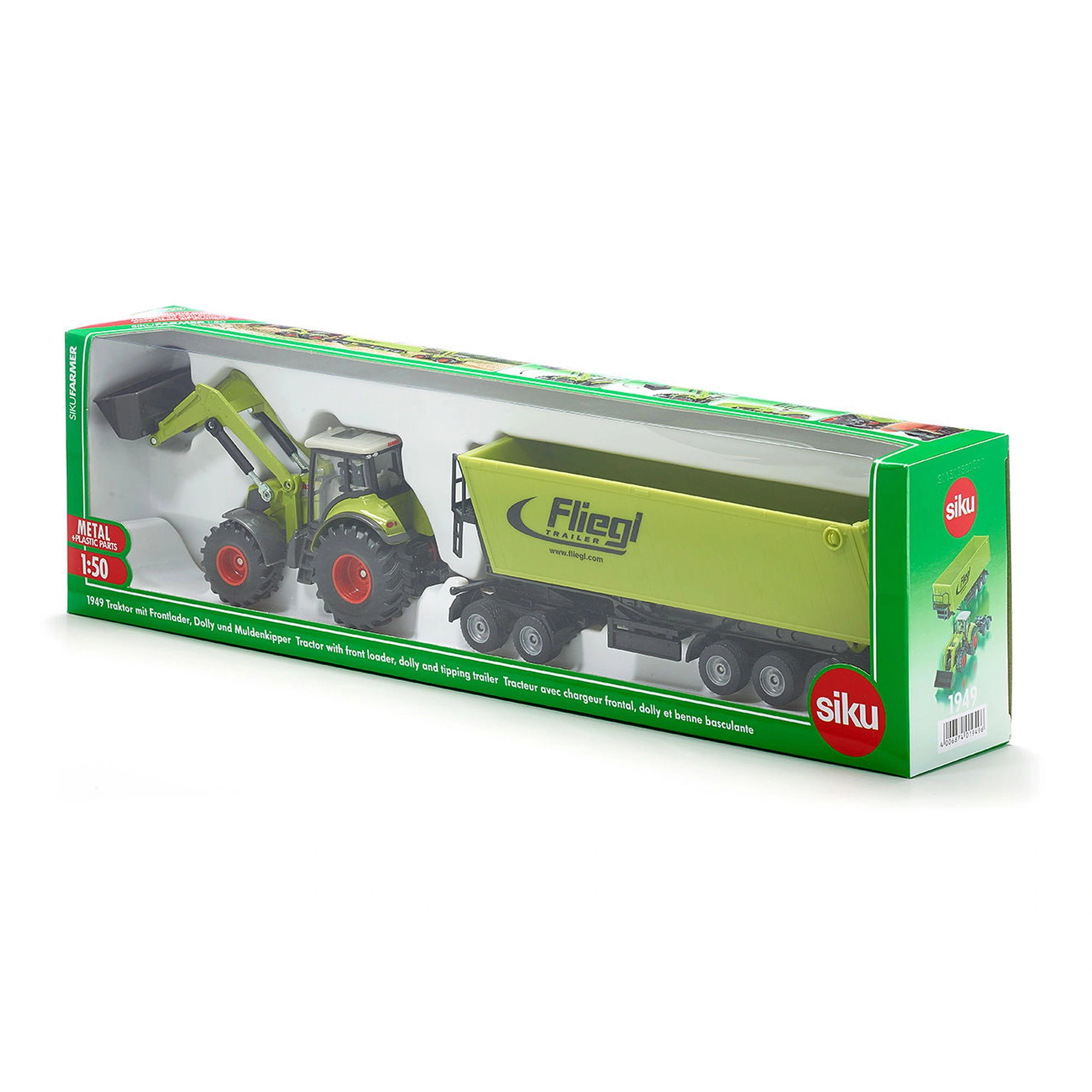 Siku - Tractor with front loader, dolly and tipping trailer - Play Vehicles