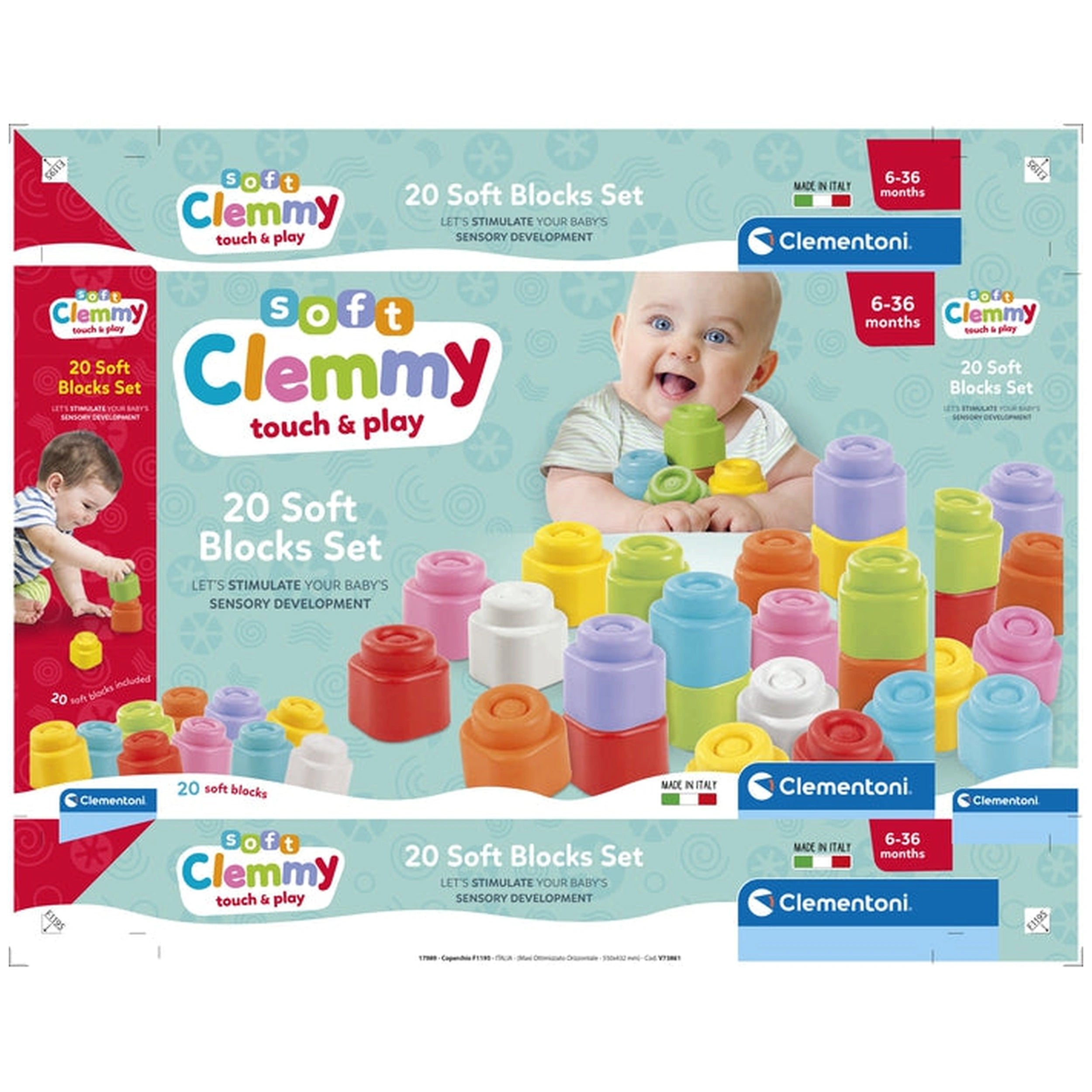 Soft Clemmy - Toucher et jouer 20 blocs de construction souples jouets d'activité pour bébé