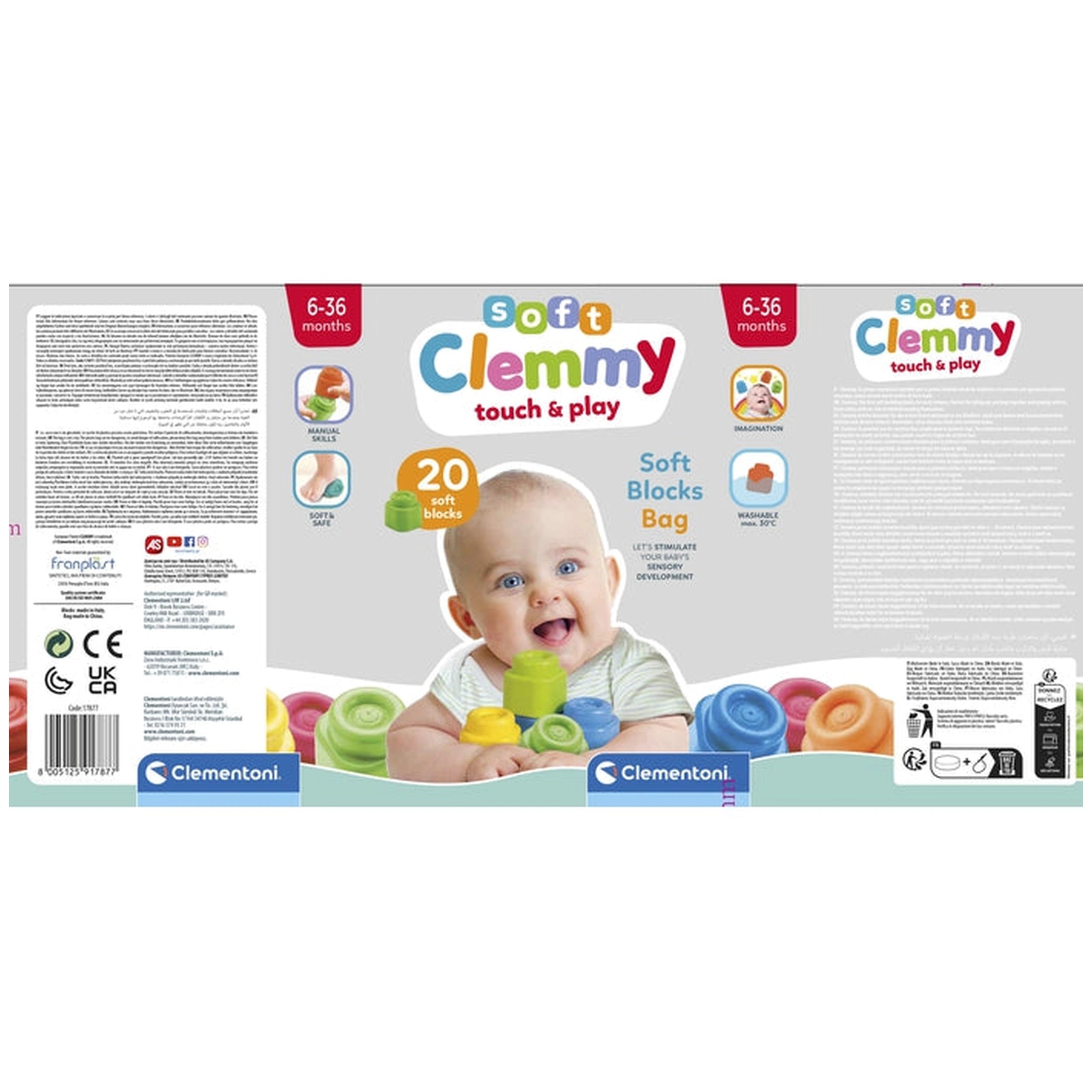 Soft Clemmy - Sac de 20 blocs de construction souples Touch And Play pour bébés