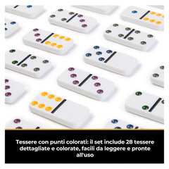 Spin Master Games - Cardinal Classics - Double-Six Domino Travel Set for Kids and Adults Ages 5 Years+ - 28-Piece Strategic Colour-Dot Tabletop Game for 2 to 4 Players with Starter Piece