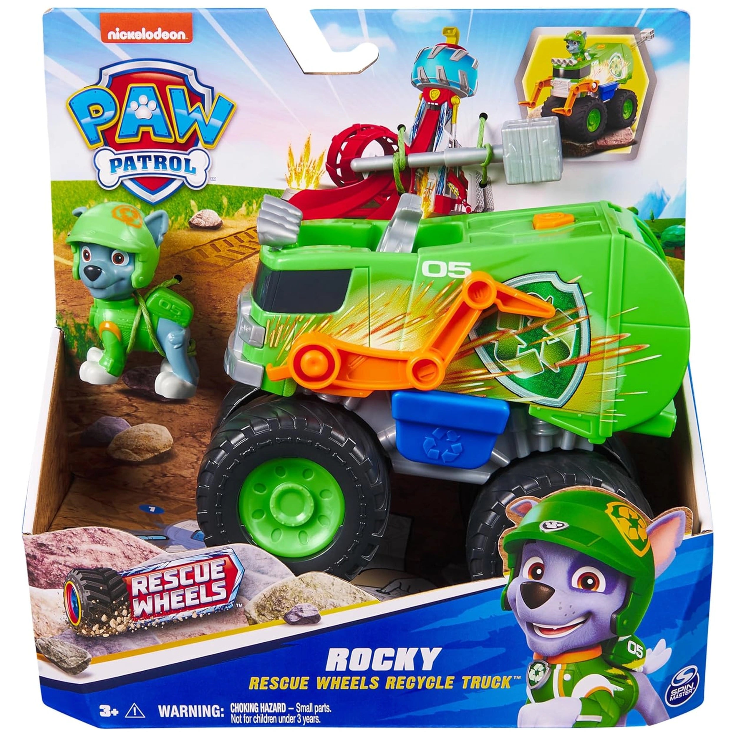 Spin Master - Paw Patrol - Rocky Rescuse Wheels Recycle Truck with action figure and play vehicle