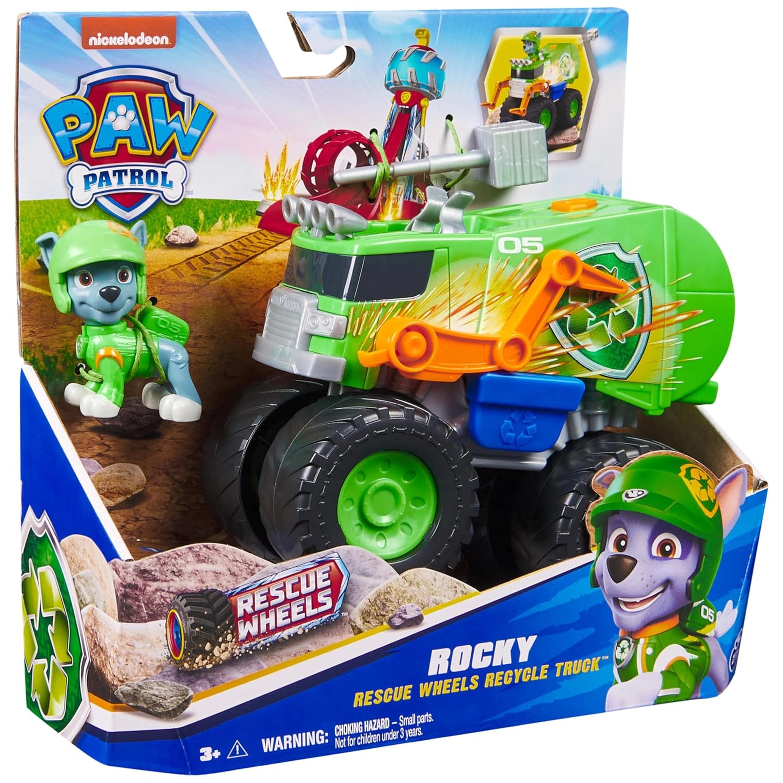 Spin Master - Paw Patrol - Rocky Rescuse Wheels Recycle Truck with action figure and play vehicle