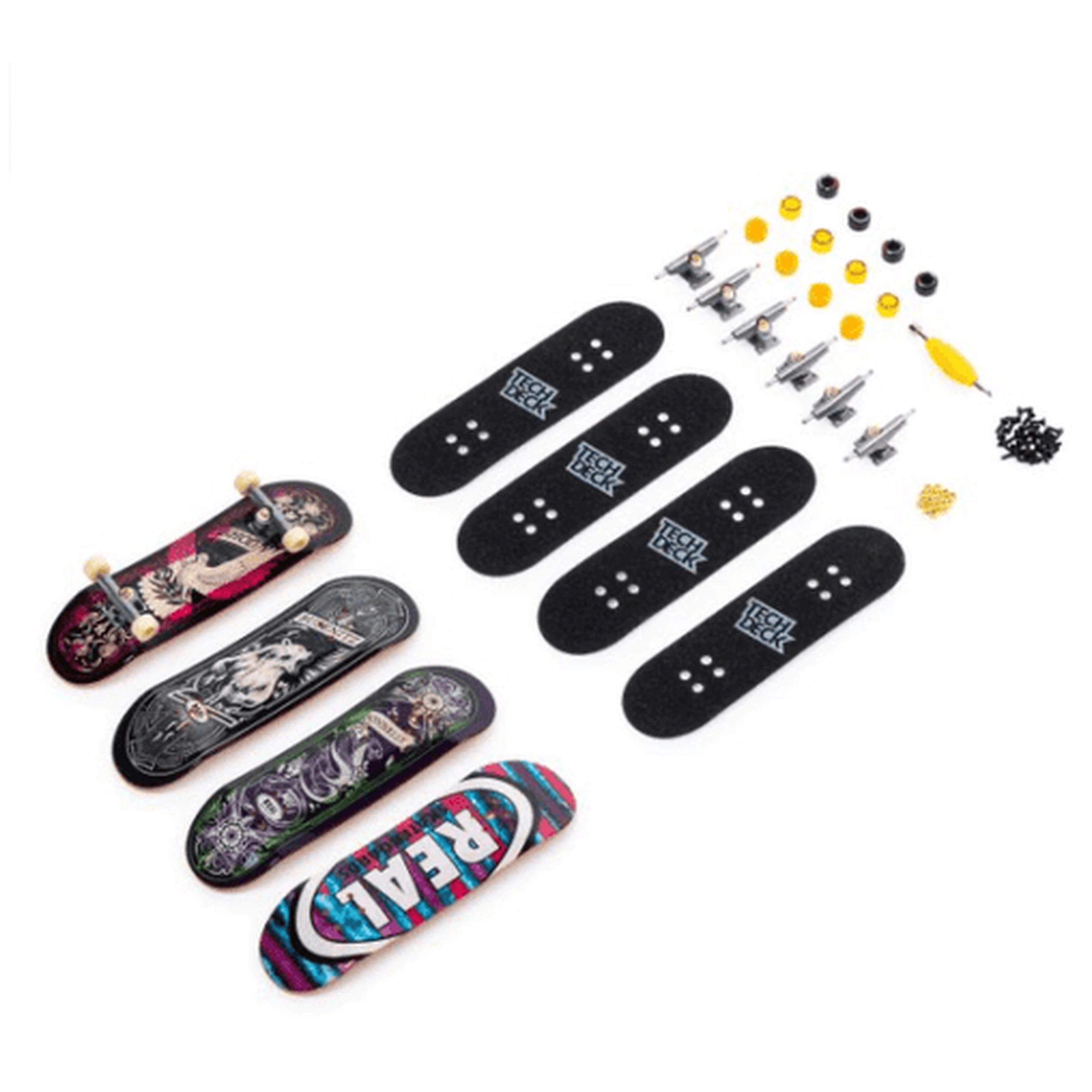 Tech Deck - 96mm Fingerboard with Authentic Designs 4 Pack- Assorted