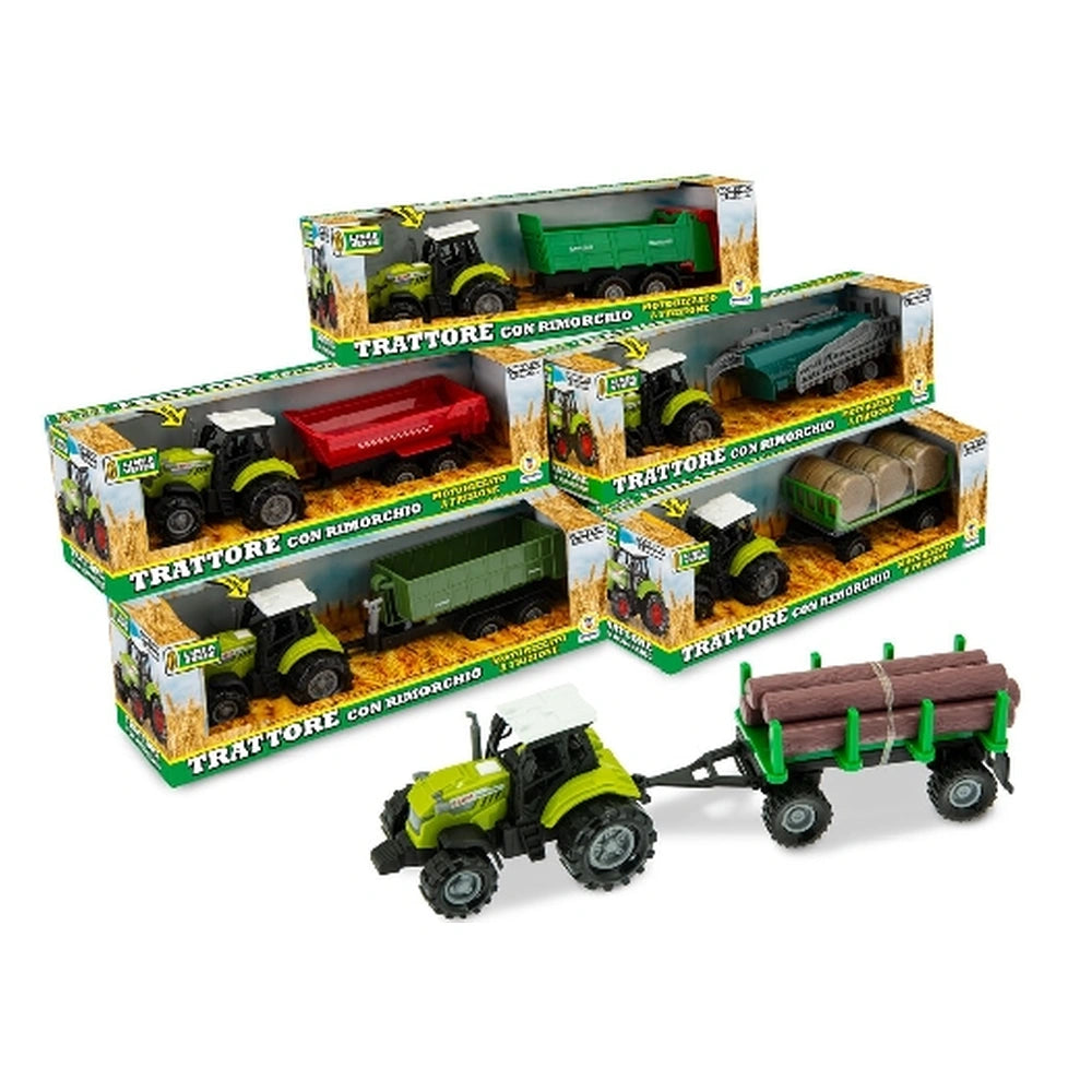 Teorema - Véhicules jouets - Tracteur de ferme à friction avec remorque - 3 Ans+