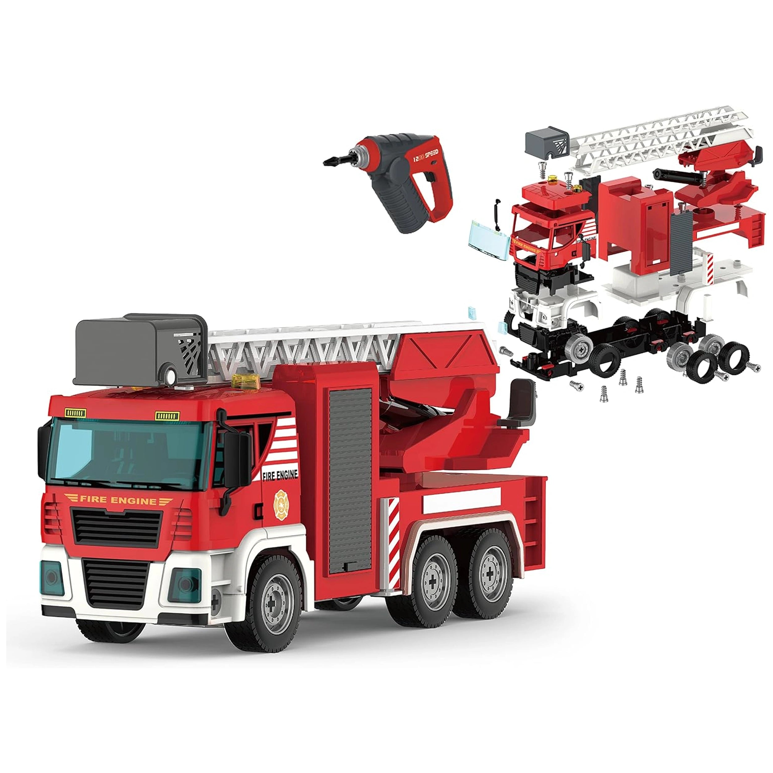 Teorema - Teos Power Fire Truck Building Set - Play Vehicles