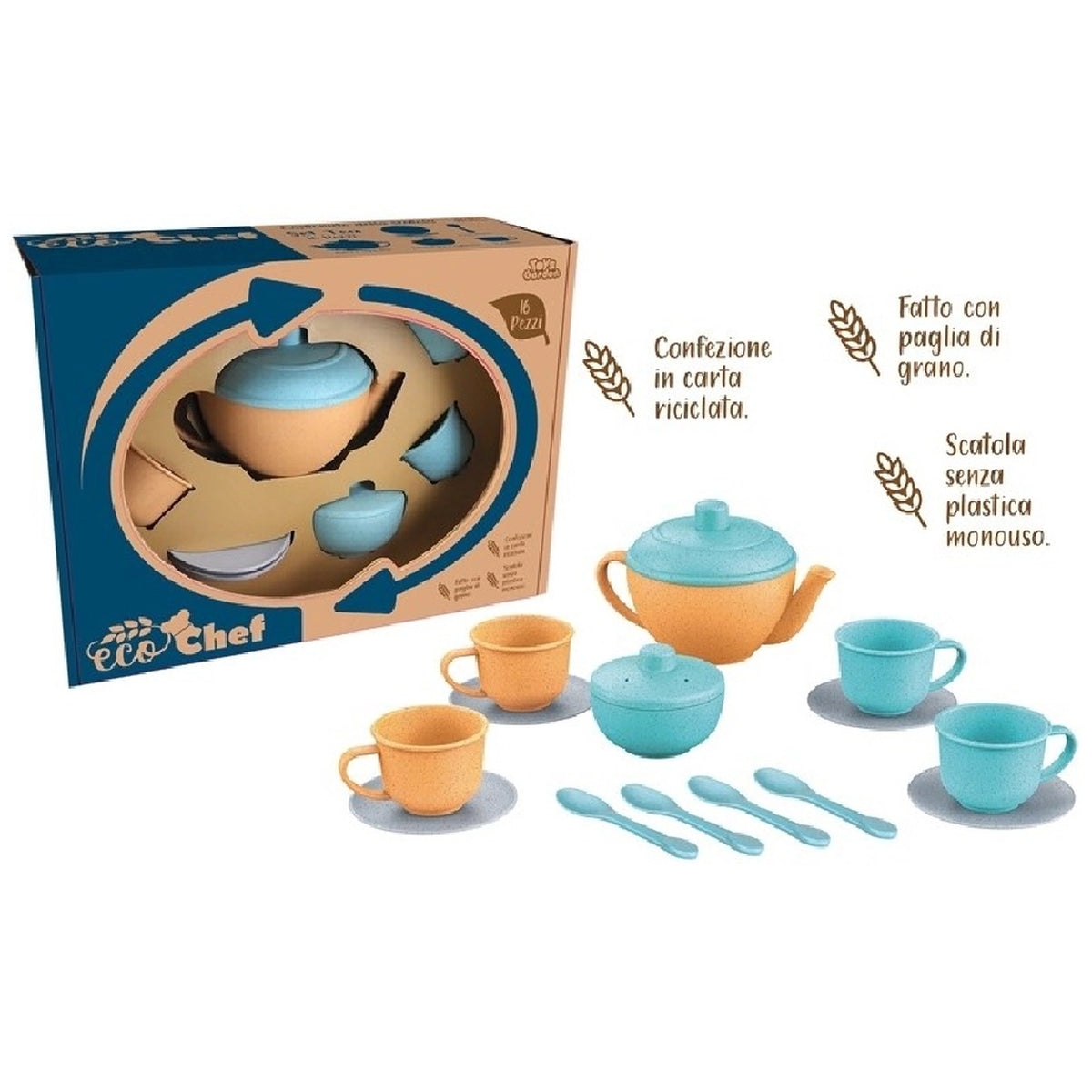 Toys Garden - Eco Chef Set Tea 16 Piece Sustainable - Pretend Professions & Role Playing