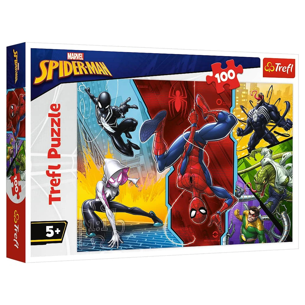 Trefl - 100-Piece Puzzle - Spider-Man Upside Down - Puzzles Age +5 - TRF16347