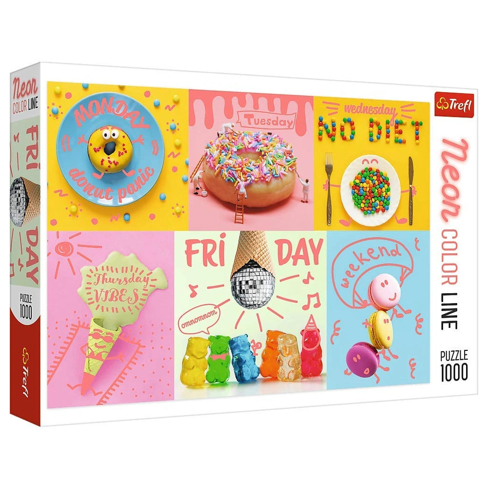 Trefl - 1000 Piece Puzzle - Neon Color Line Sweet Week - Puzzles Age +14 - TRF10580