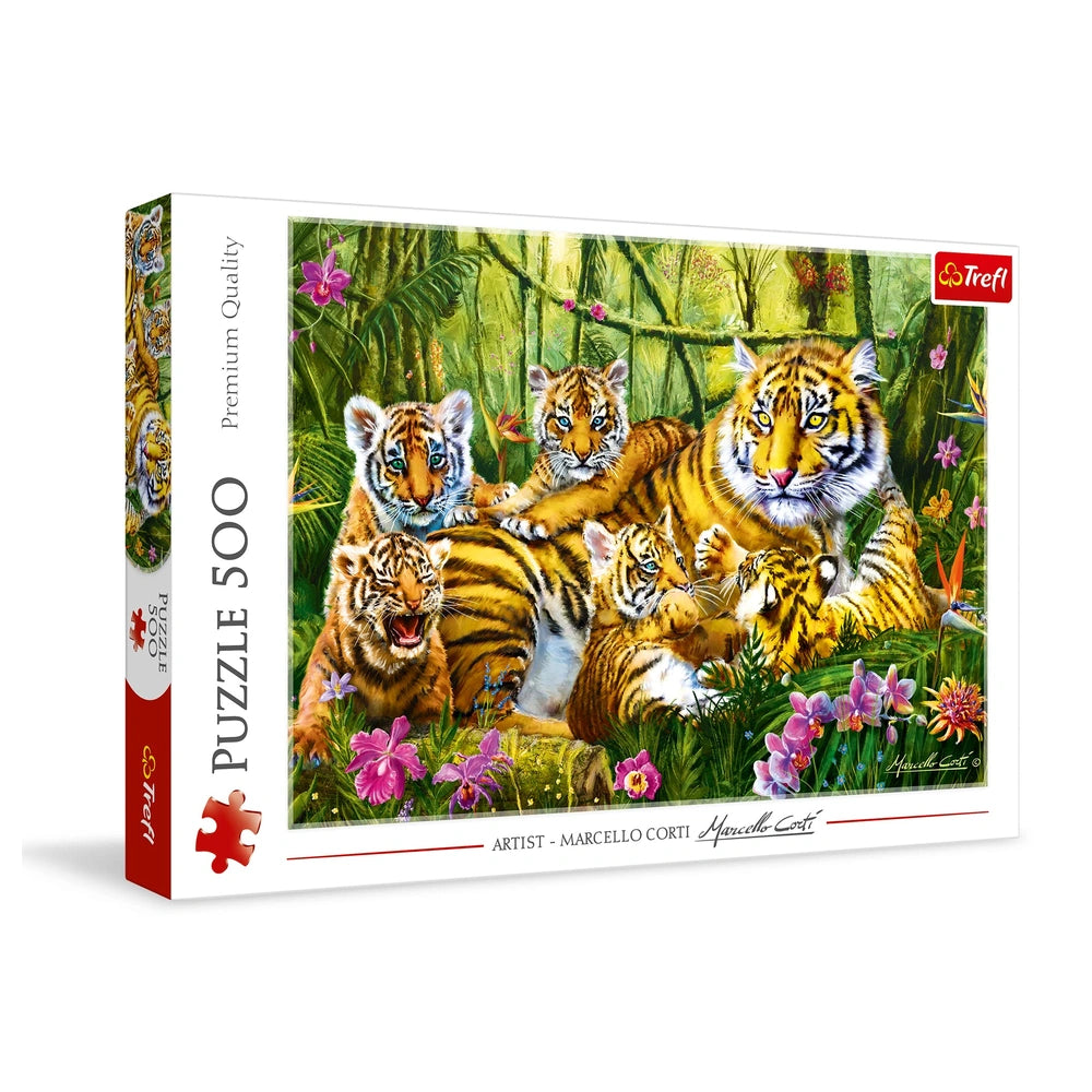 Trefl - Puzzle de 500 Pièces - Famille de Tigres - 10+ - TRF37350