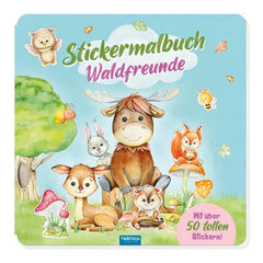 Trötsch Verlag - Livres - Stickermalbuch Waldfreunde - Animaux de la forêt - 3 Ans+ - Jeu créatif