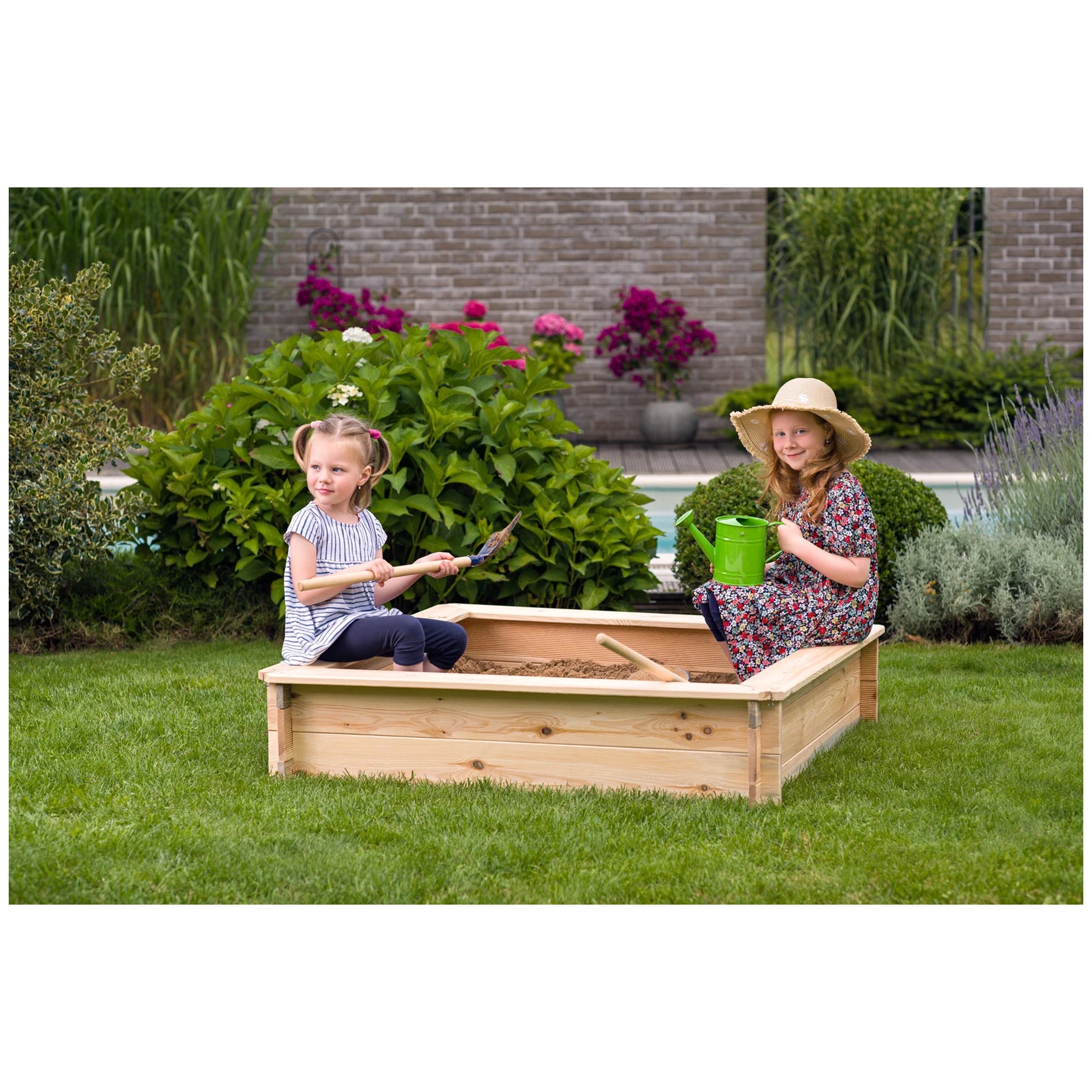 Woodyland - Square-Sandpit-With-Protective-Cover - Outdoor-Play-Equipment