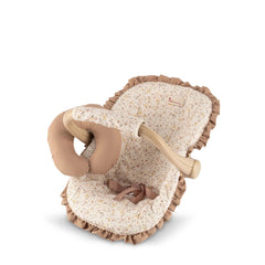ASI Dolls Maxi Cosi for Dolls features a floral-patterned baby car seat with adjustable headrest and soft cushioned seat.