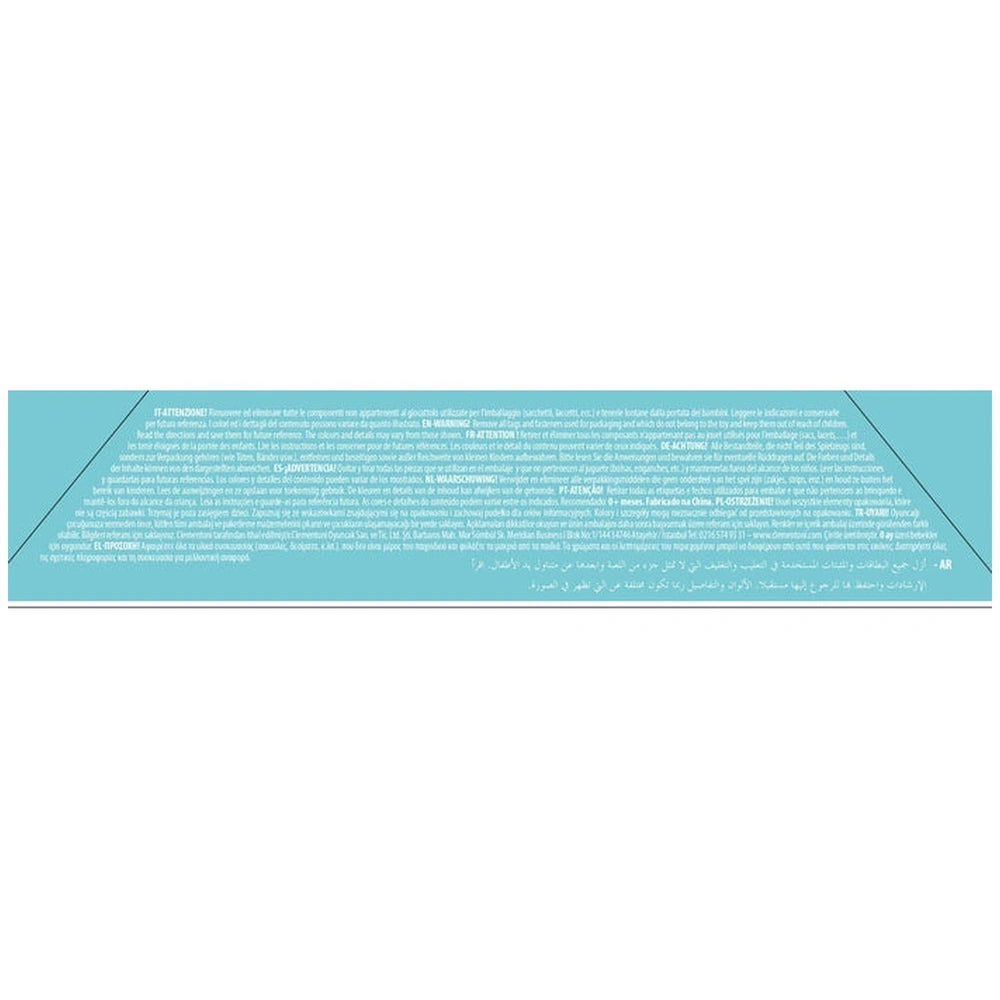 Baby Clementoni soft activity blocks feature a smooth, glossy surface with a light blue background and darker blue border.