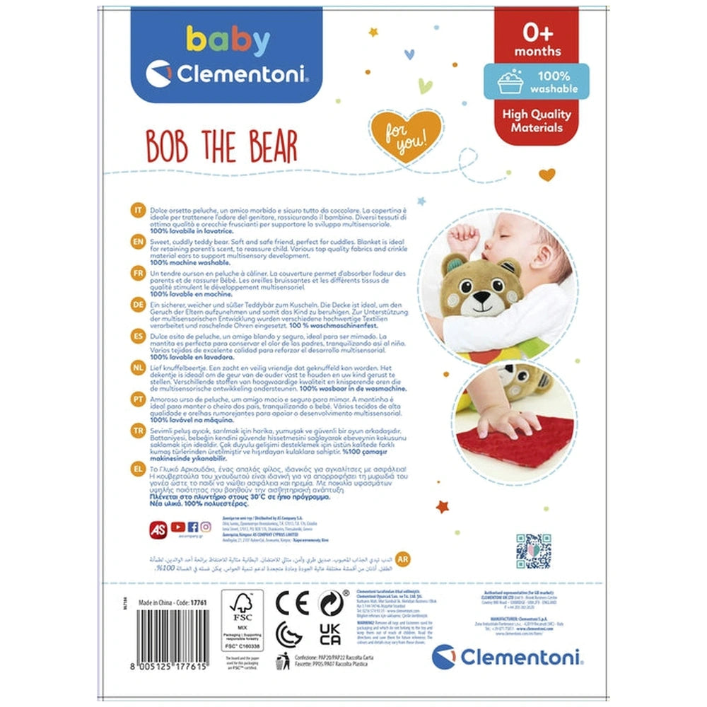 Bob the Bear stuffed animal is featured on a playful white background with stars and hearts, emphasizing its softness and cut