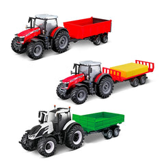 BBURAGO - Farm Tractors with Trailer Motorized 10 cm Die-Cast Metal - Play Vehicles
