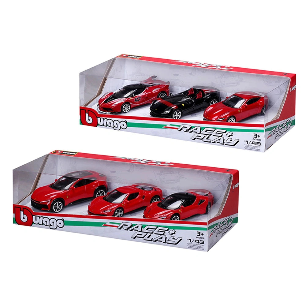 BBurago - Race Play Ferrari 3 Car Gift Pack Set 143 Die Cast Play Vehicles