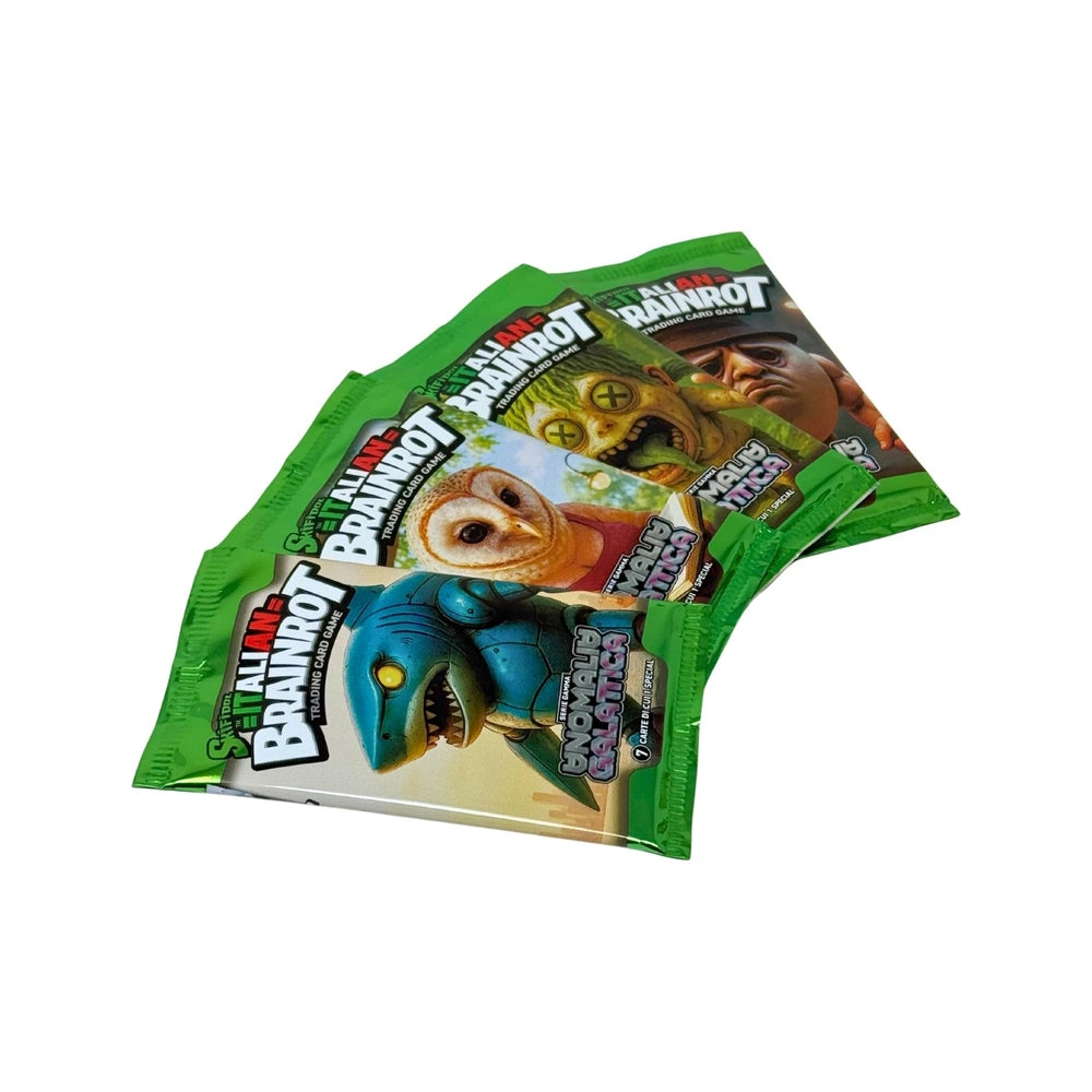 Brainrot Skifidol Gamma Series collectible trading cards in green packaging with bold text and character graphics.