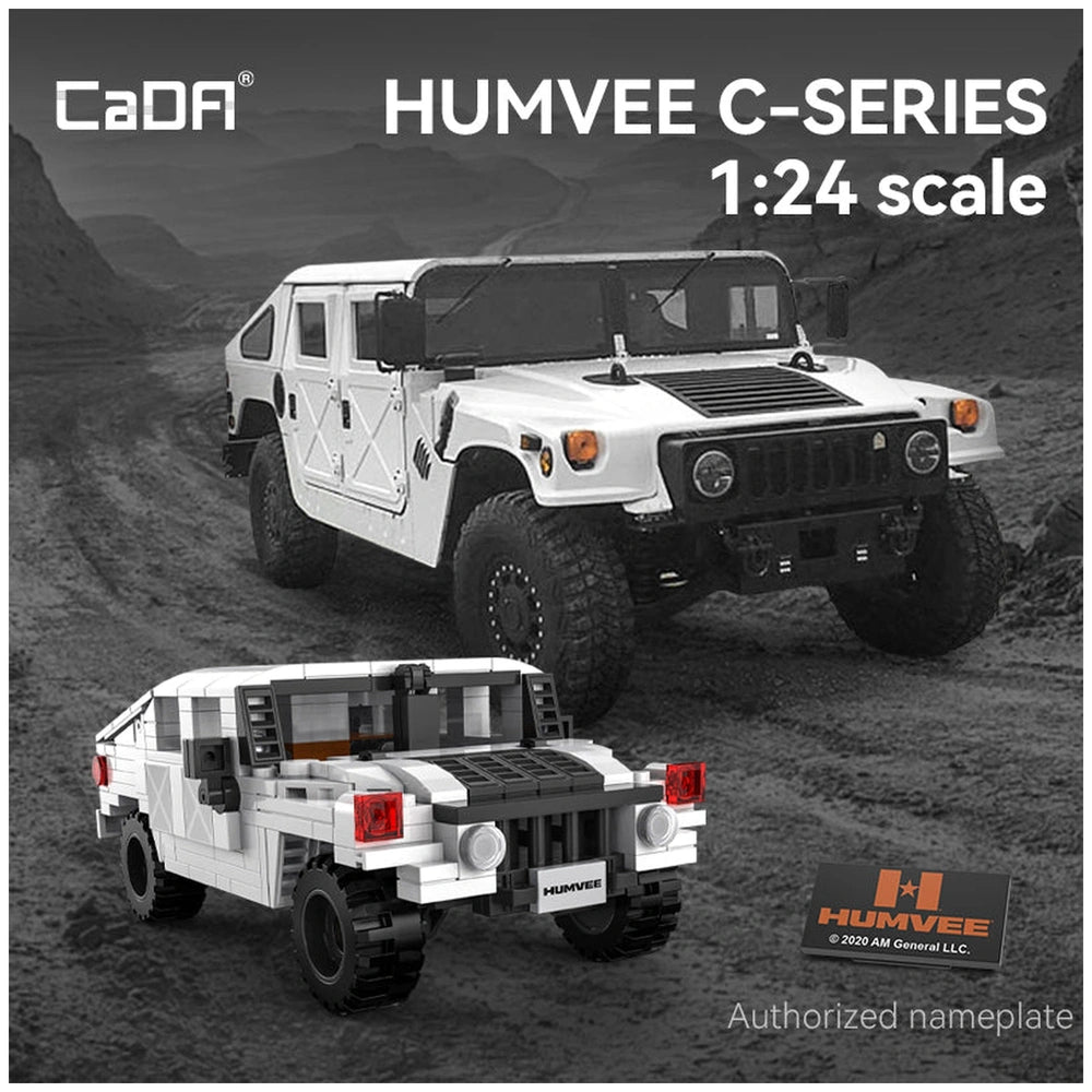 CaDA Humvee C-Series car construction set in white with black accents, featuring matte and glossy plastic surfaces.