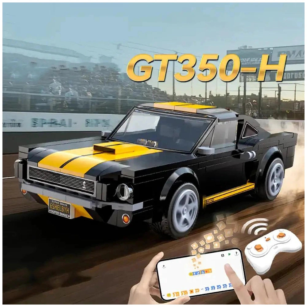 Cada Sports Cars C55034W Shelby in black and gold features a GT350-H design with remote control and various icons on the scre