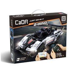 CaDA Z Wind RC Super Car construction set packaging with glossy finish, black background, and colorful product image.