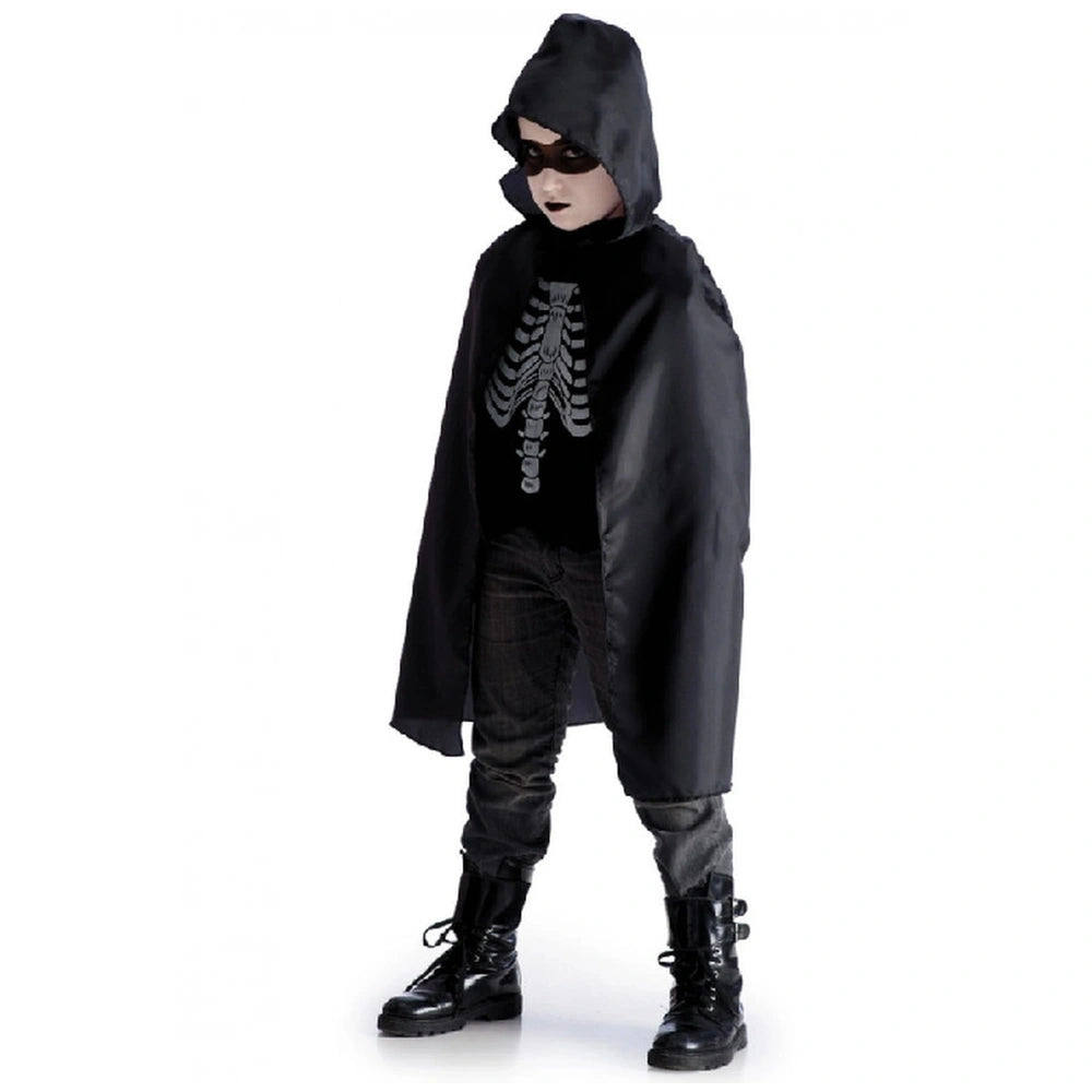 Carnival Toys - Cape Noir Taffettas Avec Capuche Pour Enfants 80 Cm Parfait Pour Se Déguiser Et Jouer Des Rôles - Professions Imaginaires Et Jeux de Rôle