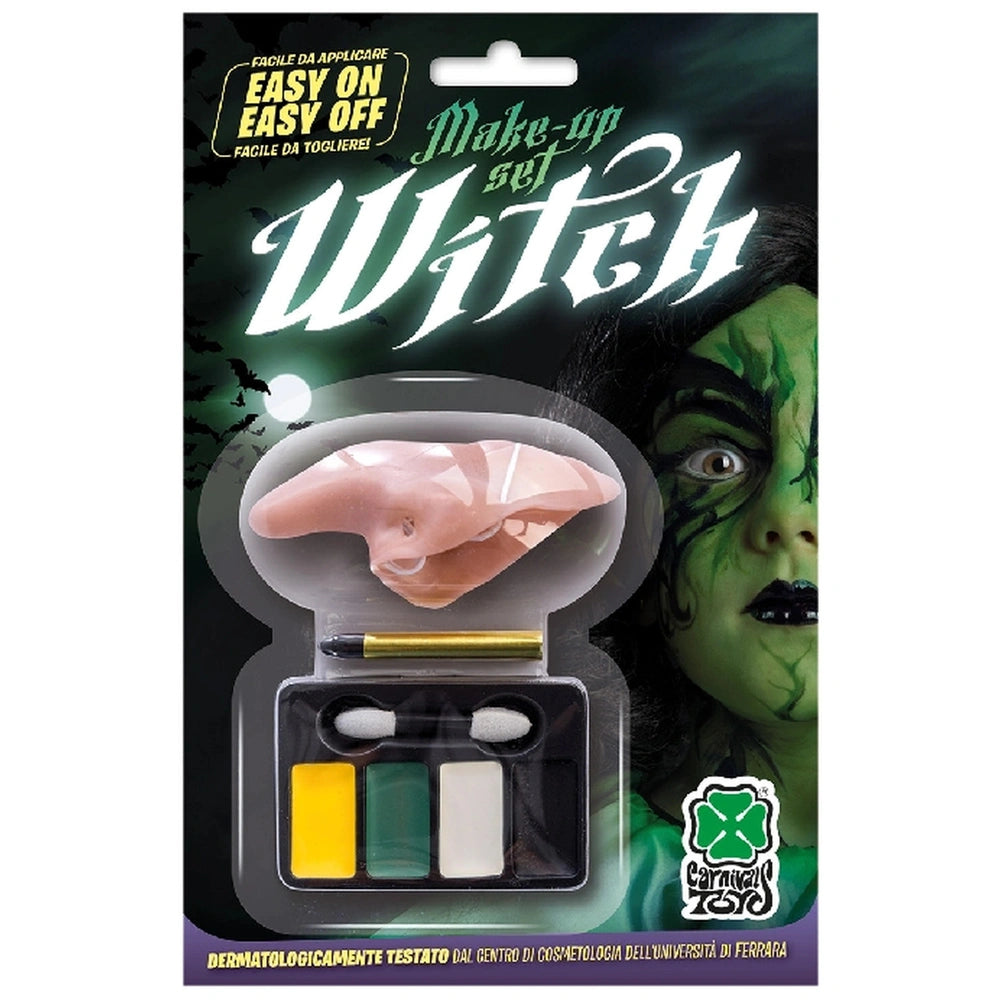 Carnival Toys - Ensemble de Maquillage de Sorcière pour un Jeu de Rôle Créatif avec Nez Prothétique Facile à Mettre et à Enlever - Maquillage