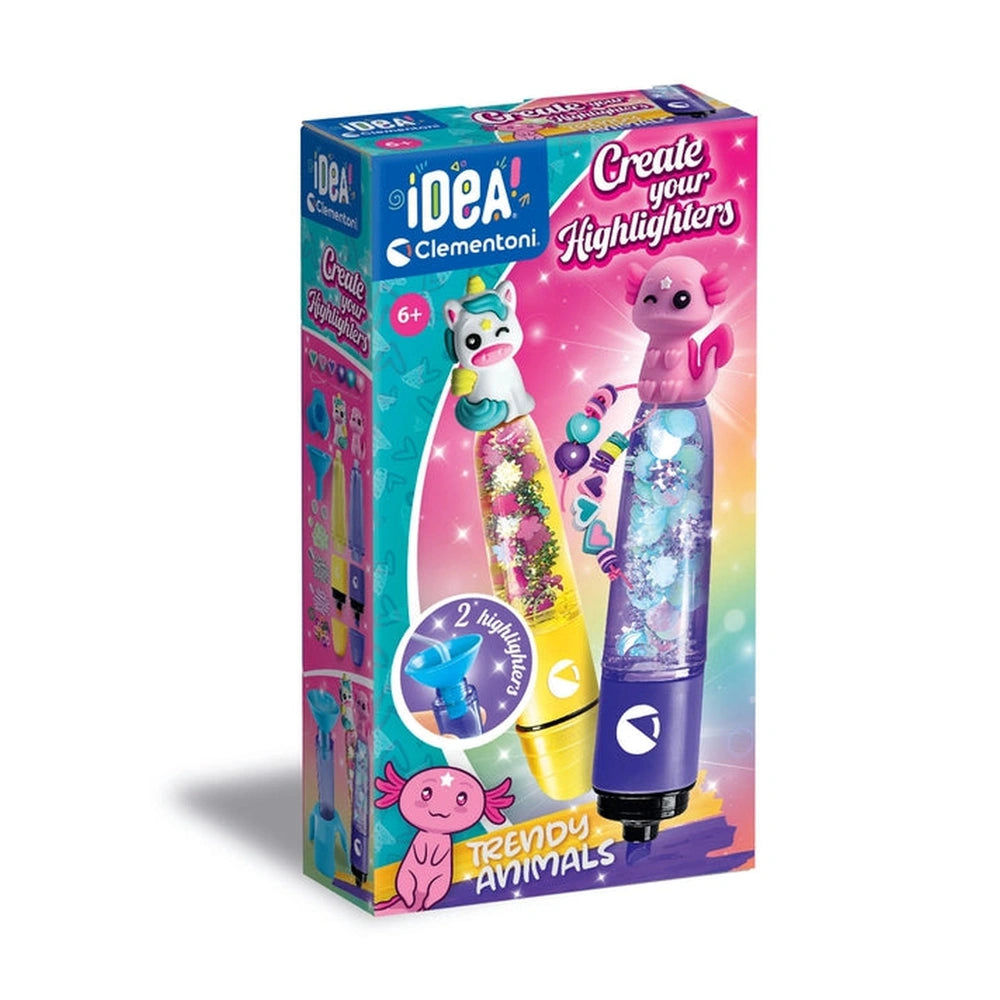Clementoni - IDEA Créez vos surligneurs Animaux Trandy - Arts et Loisirs créatifs
