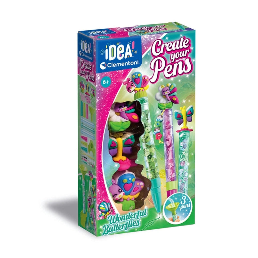 Clementoni - IDEA Créez Vos Stylos Merveilleux Papillons - Loisirs Créatifs