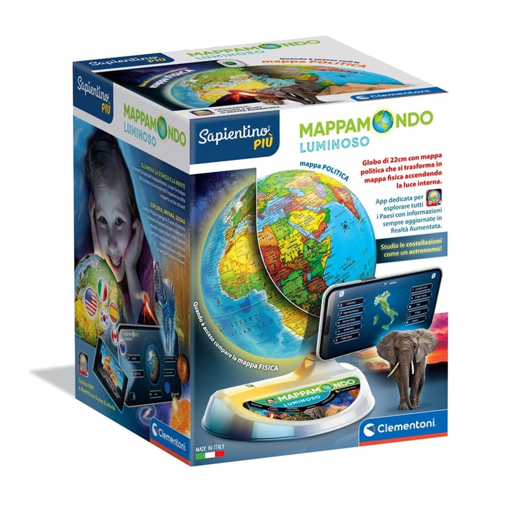 Clementoni - Mappamondo Luminoso Jouets Éducatifs - Édition Italienne