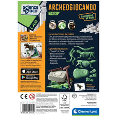 Clementoni Scienza E Gioco Lab - Archeogiocando - Jouets de jeu Tirannosaure Rex qui brillent dans le noir