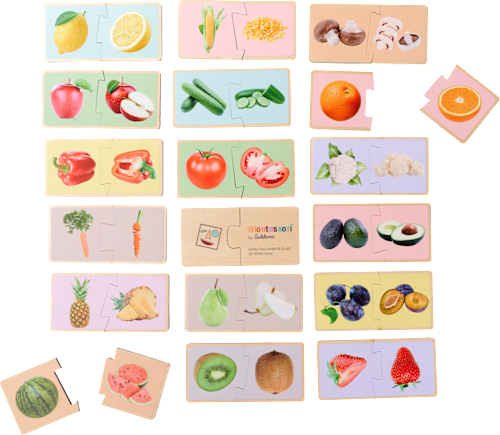 Montessori - Wooden Fruit and Vegetable Puzzle - Educational Toys