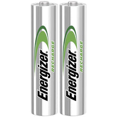 Energizer Extreme HR03 AAA rechargeable battery with metallic silver finish, labeled "ENERGIZE RECHARGE", cylindrical shape.