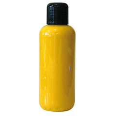 EULENSPIEGEL Profi Aqua Liquid in vibrant yellow, featuring a centered bottle with a cap, showcasing professional makeup.