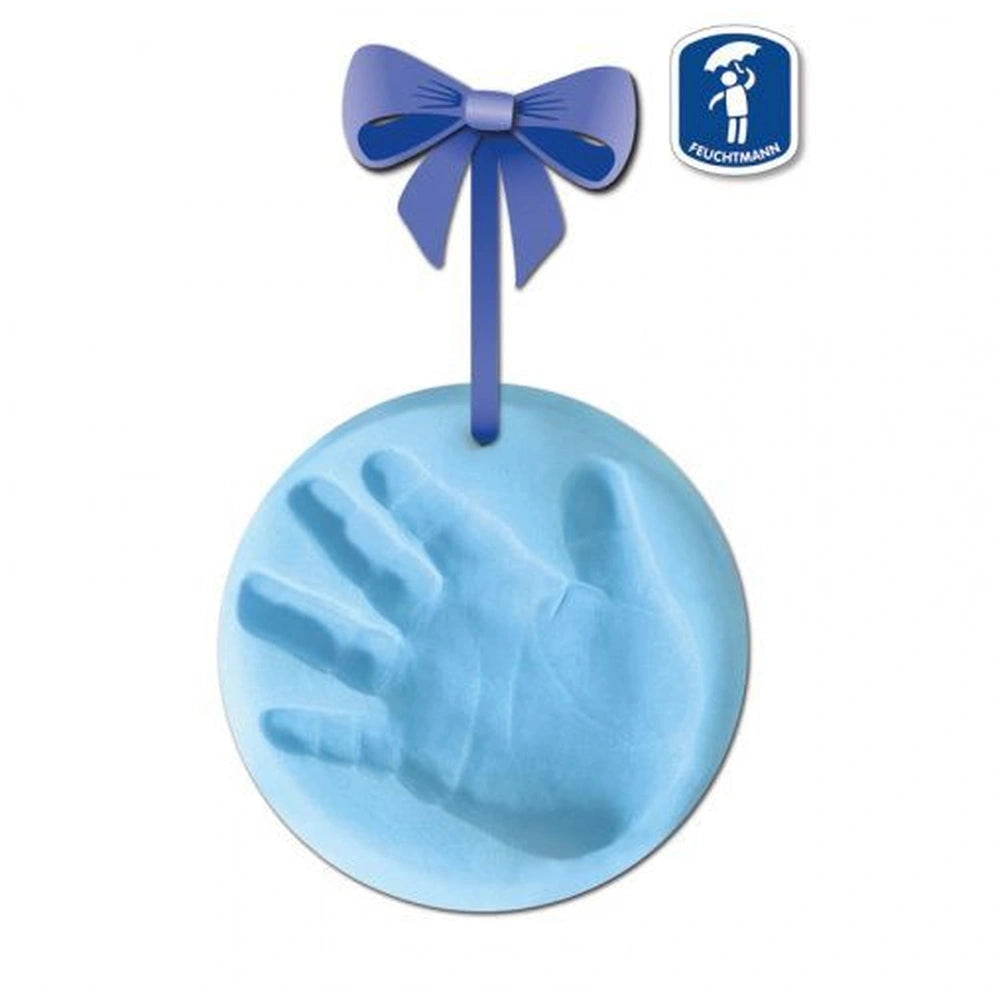Feuchtmann Impression Basic Pack features a central blue handprint with a blue bow and ribbon at the top left.