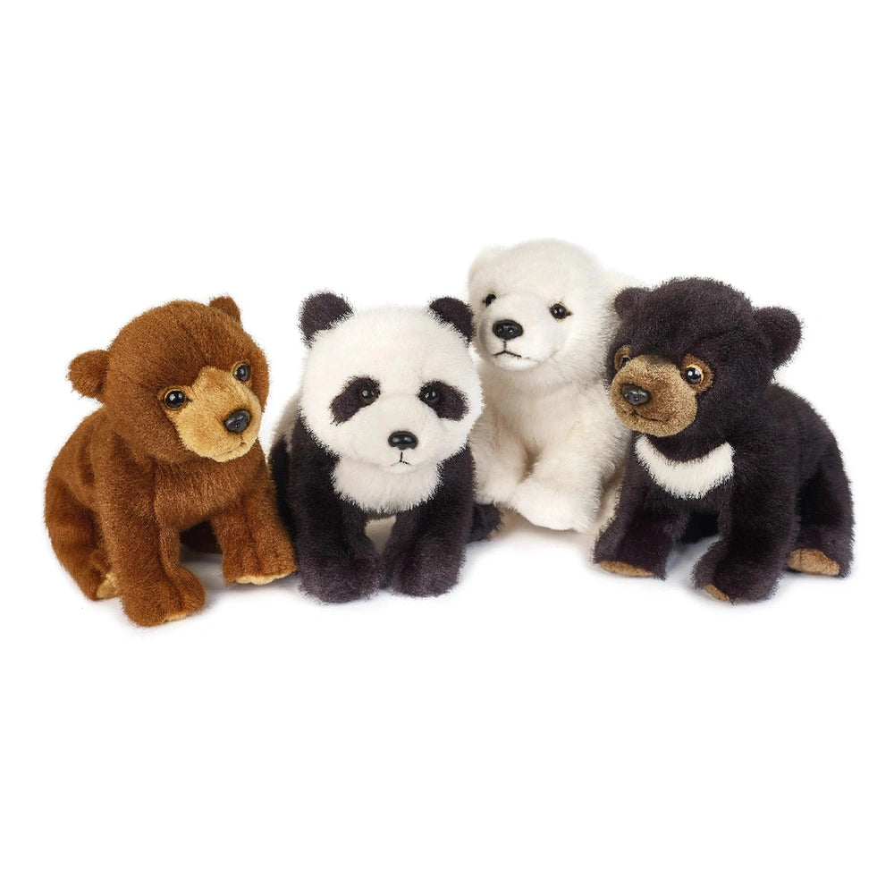 Furry Puppies Bear plush toys in assorted colors and expressions, arranged in a row against a white background.