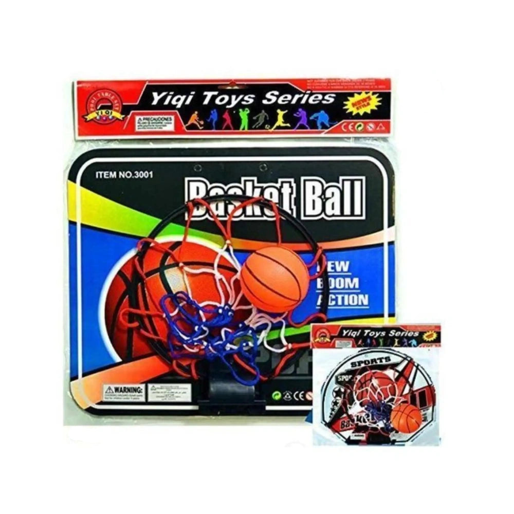 Ginmar Yiqi Toys Series Basketball packaging features a red background, clear window, and colorful graphics with a red basket