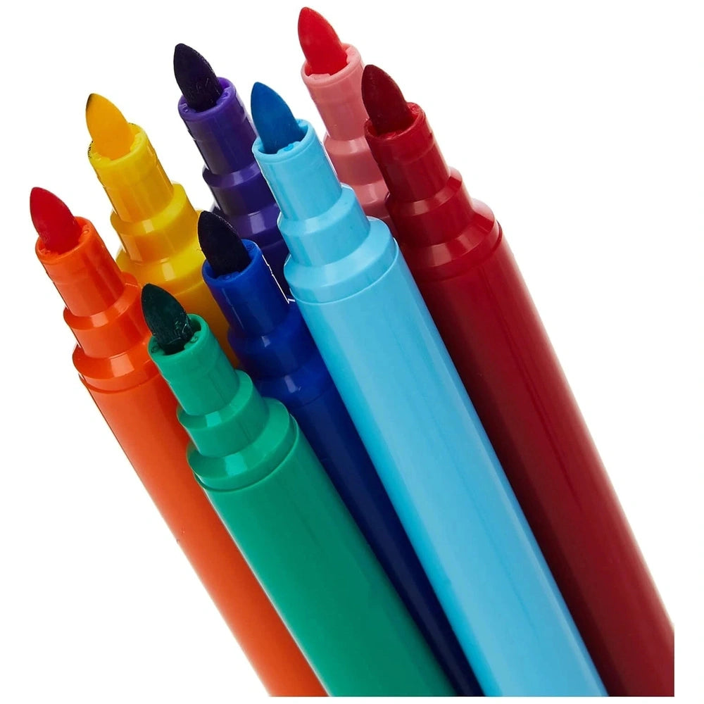 Giotto Turbo Colour Set of 12 markers featuring a variety of vibrant colors in plastic casings, arranged in a centered layout