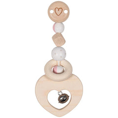Gollness Clip Heart baby toy features a multi-layered wooden heart design with multiple rings in a front view layout.