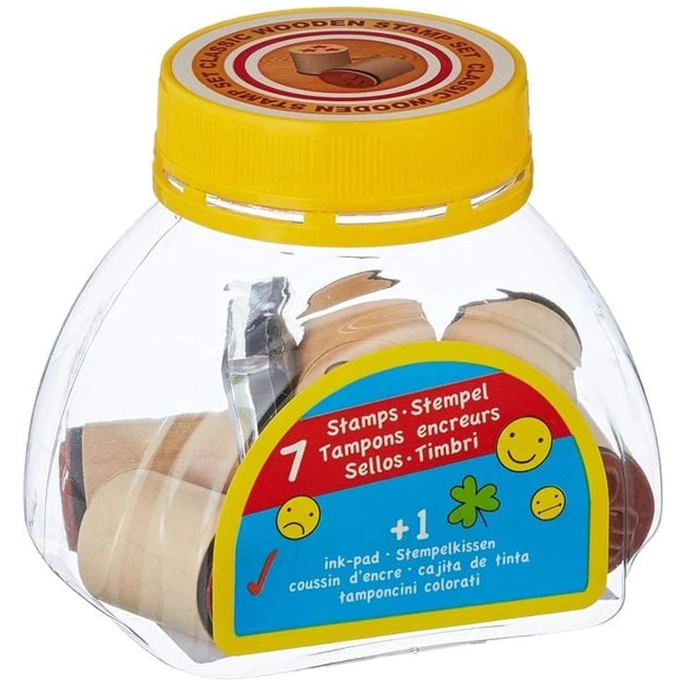 Gollness Cloverleaf and Smile Stamp Set in retail packaging with a yellow cap and a multi-colored label featuring various bor