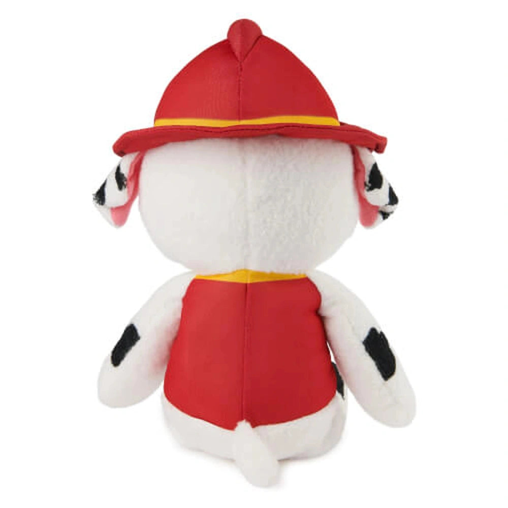 GUND Take Along Marshall plush toy features a soft white body with red accents, a red hat, and a red vest with yellow trim.