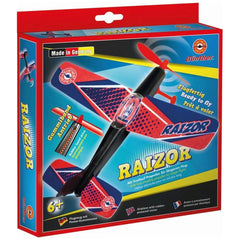 Gunther Flugspiele Raizor Flying Propeller in red cardboard packaging with a plastic window and handle for outdoor play.