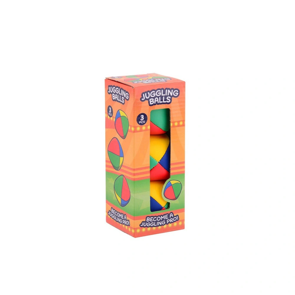 Johntoy Juggling Balls 3 pcs pack in glossy orange packaging with colorful balls and "BECOME A JUGGLING PRO!" text.