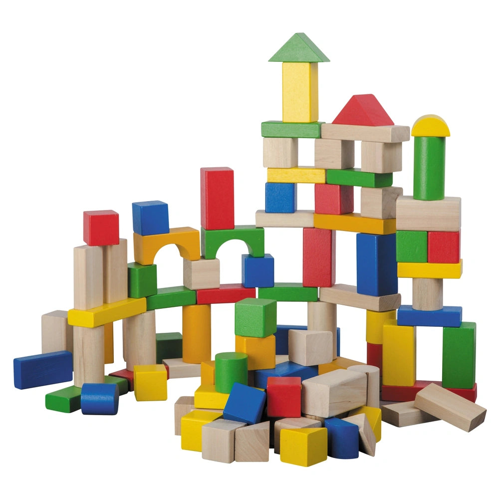 Johntoy - Blocs en bois 100 pièces - Jouets de tri et d'empilage