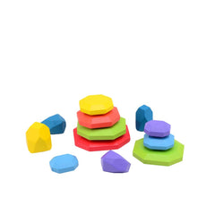 Johntoy - Wooden Rainbow Stacking Rocks - Sorting & Stacking Toys
