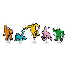 LEGO Art Keith Haring Dancing Figures feature five colorful, dynamic figurines in various poses against a white background.