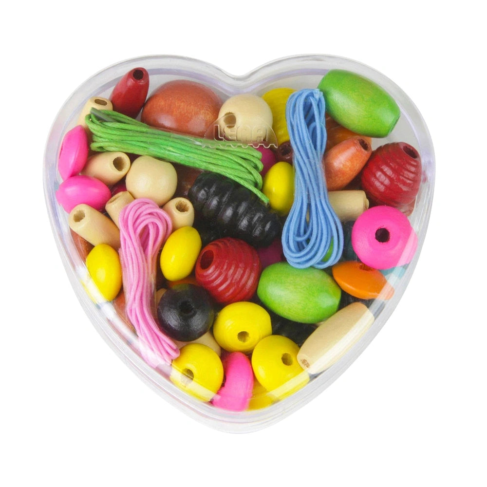 Lena - Wooden beads in heart-shaped box - Arts & Crafts - Assorted